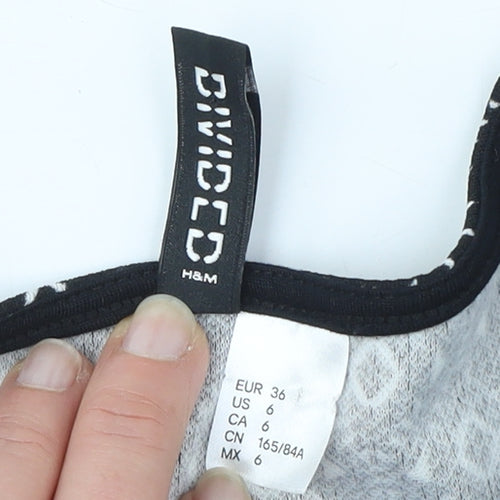 H&M Women's Black Geometric A-Line Dress Size 8