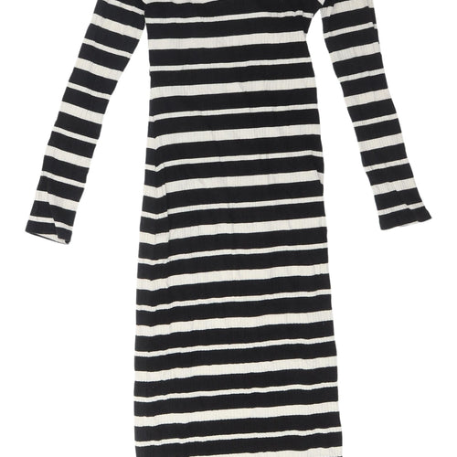 H&M Women's Black Striped Maternity Wrap Dress