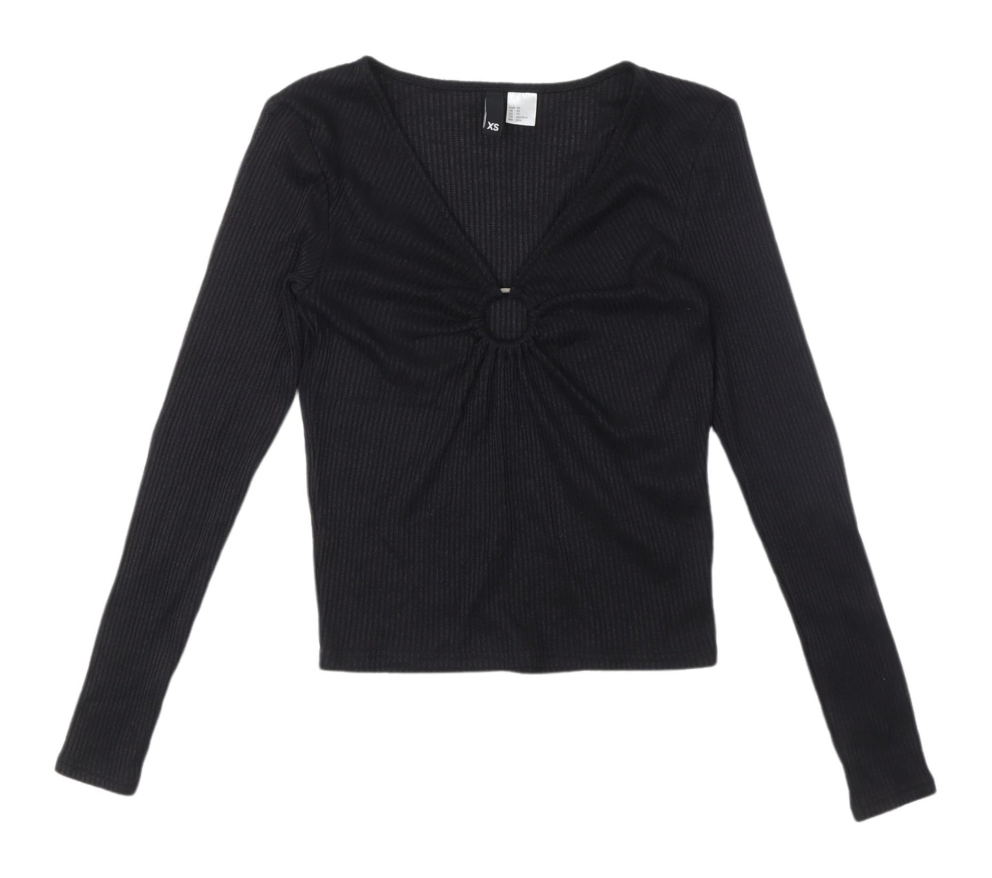 H&M Women's Black V-Neck Slim Jersey Blouse XS