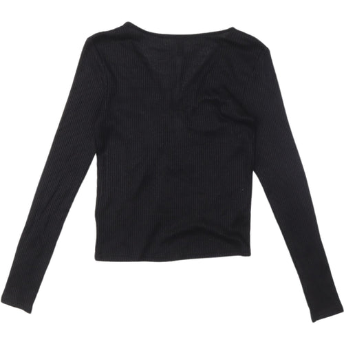 H&M Women's Black V-Neck Slim Jersey Blouse XS