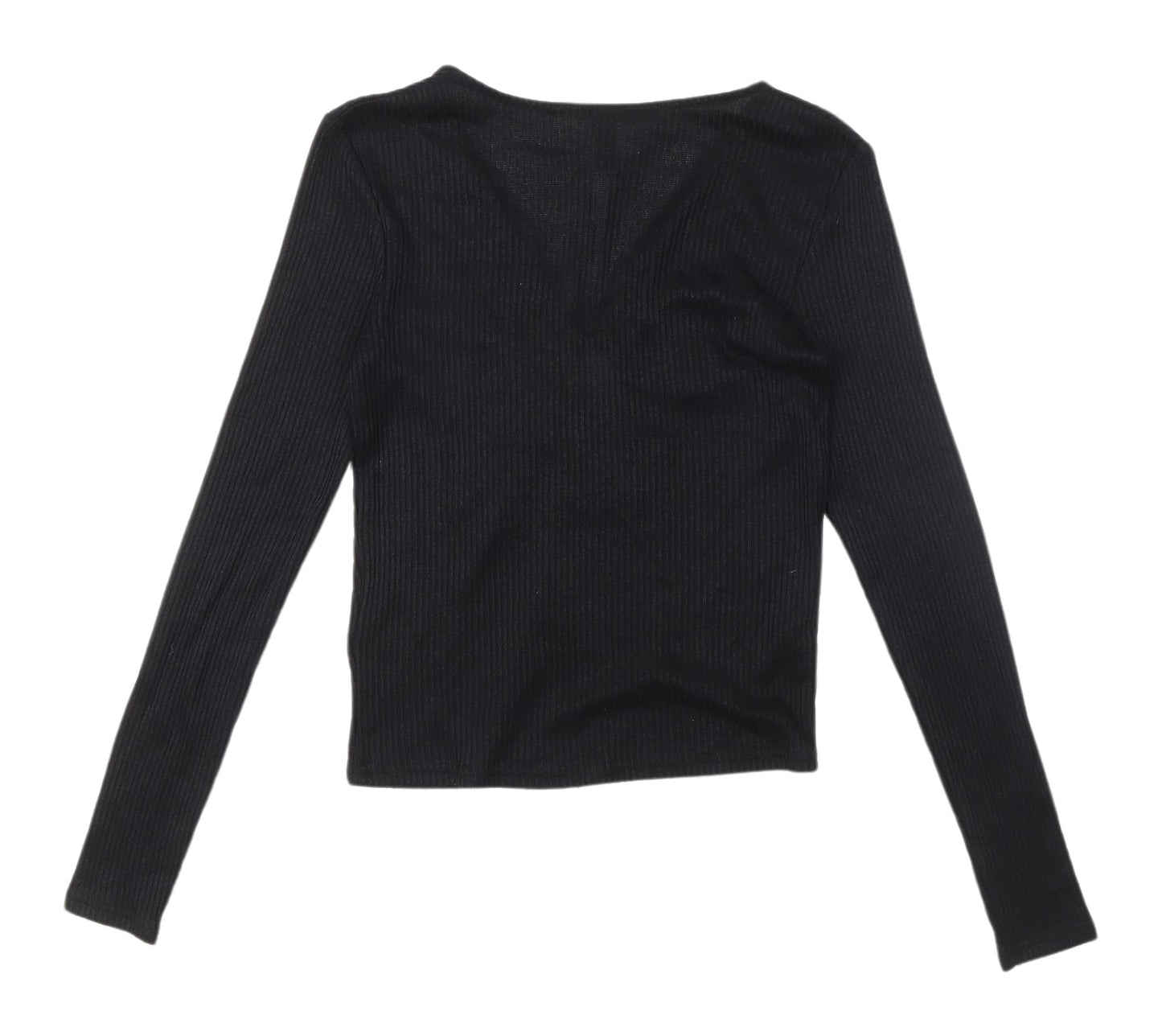 H&M Women's Black V-Neck Slim Jersey Blouse XS