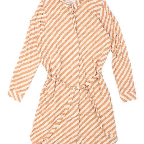 ICHI Women's Orange Stripe Shirt Dress Size S