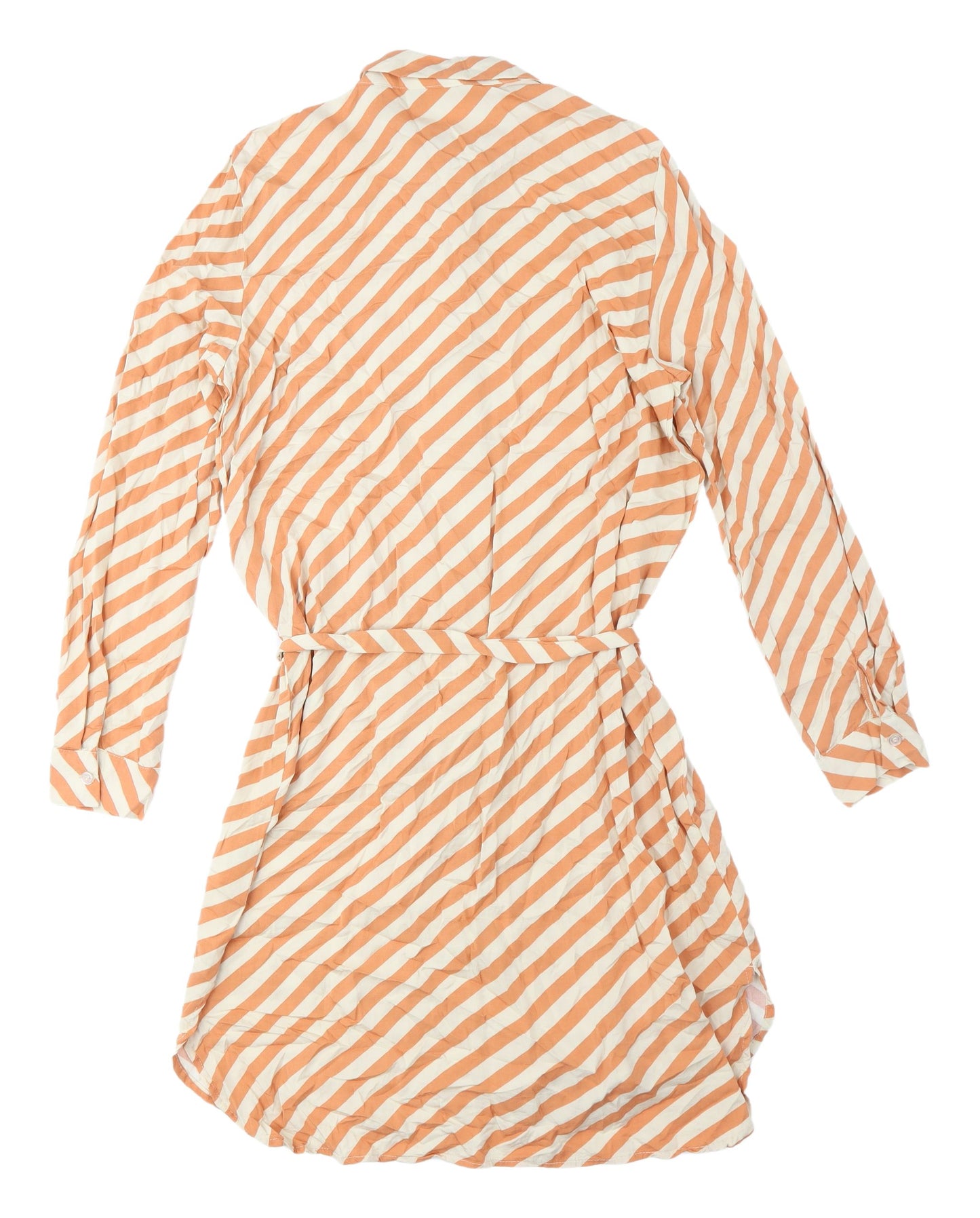 ICHI Women's Orange Stripe Shirt Dress Size S