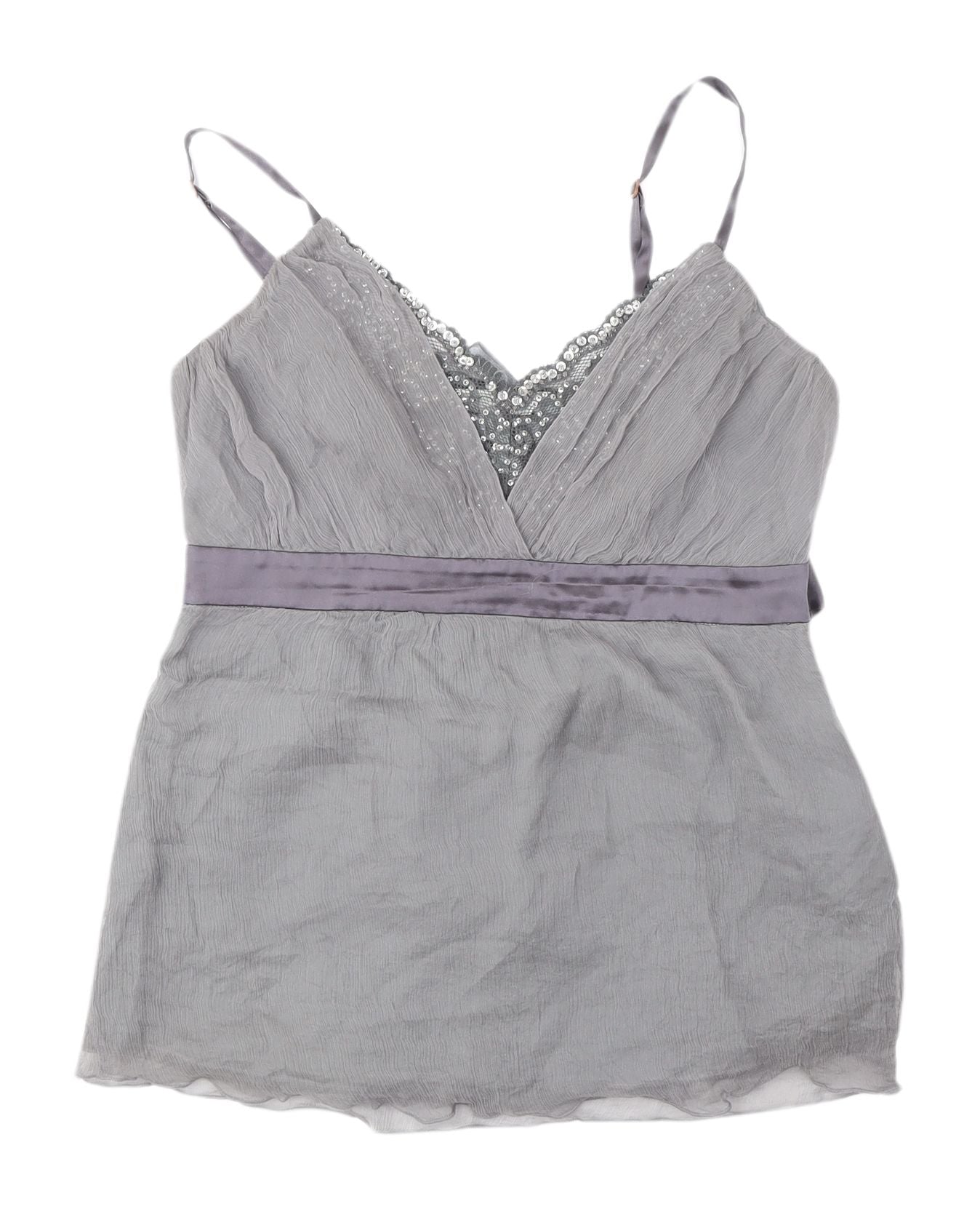 New Look Grey Silk Camisole Blouse Size 10