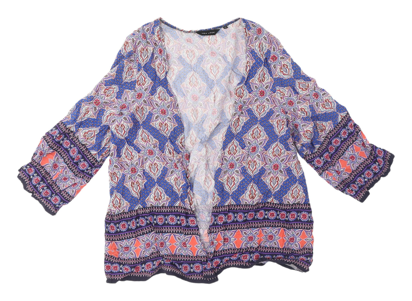 New Look Women's Blue Paisley Kimono Blouse Size 12