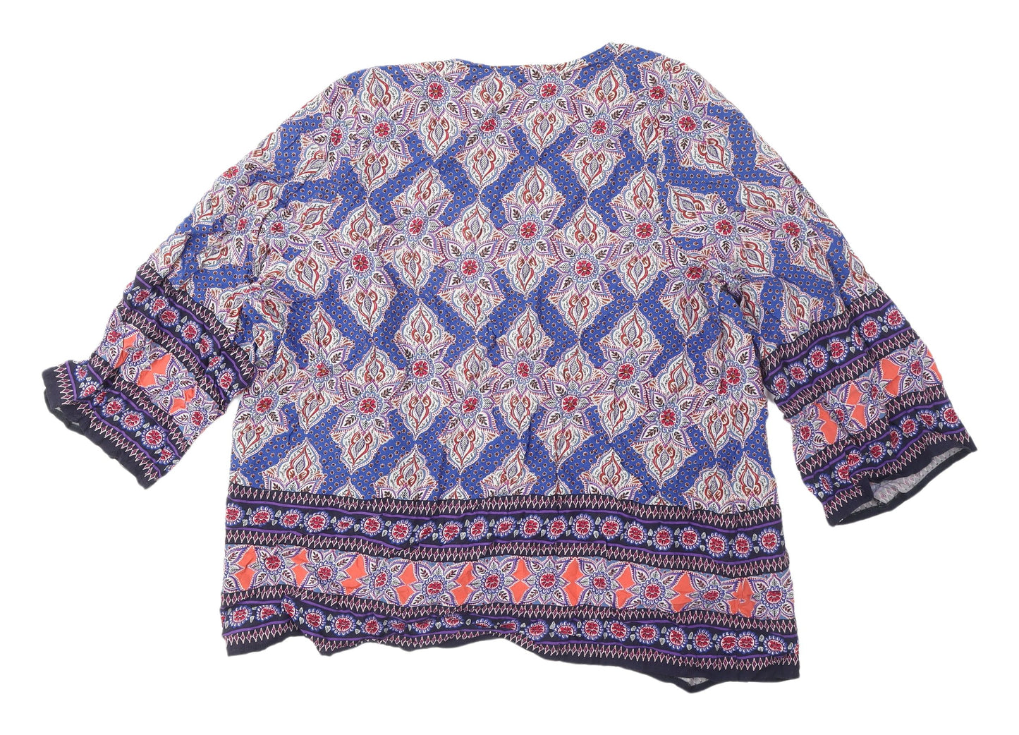 New Look Women's Blue Paisley Kimono Blouse Size 12