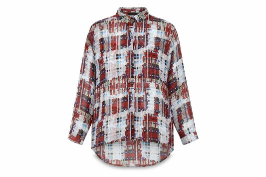 Front view of Topshop Women's Multicoloured Check Button-Up UK 8