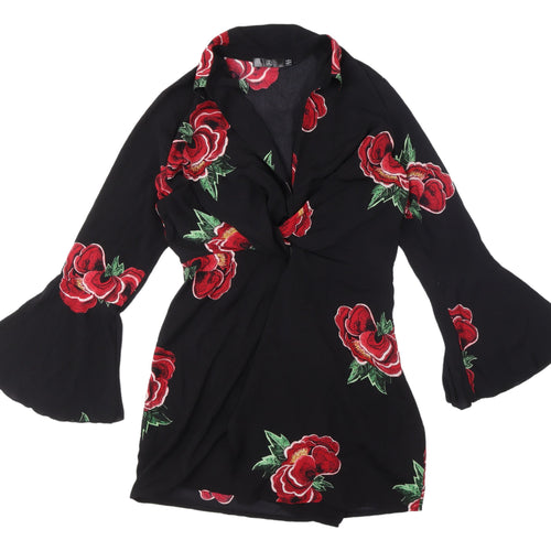 Missguided Women's Black Floral Dress Size 12