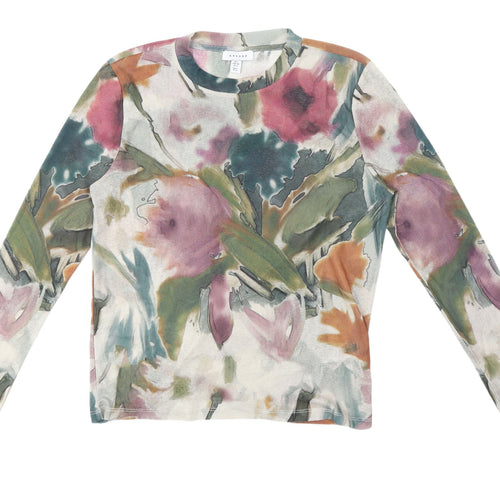 Topshop Women's Multicoloured Floral Long Sleeve Top - L