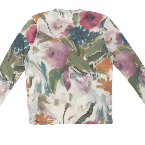 Topshop Women's Multicoloured Floral Long Sleeve Top - L