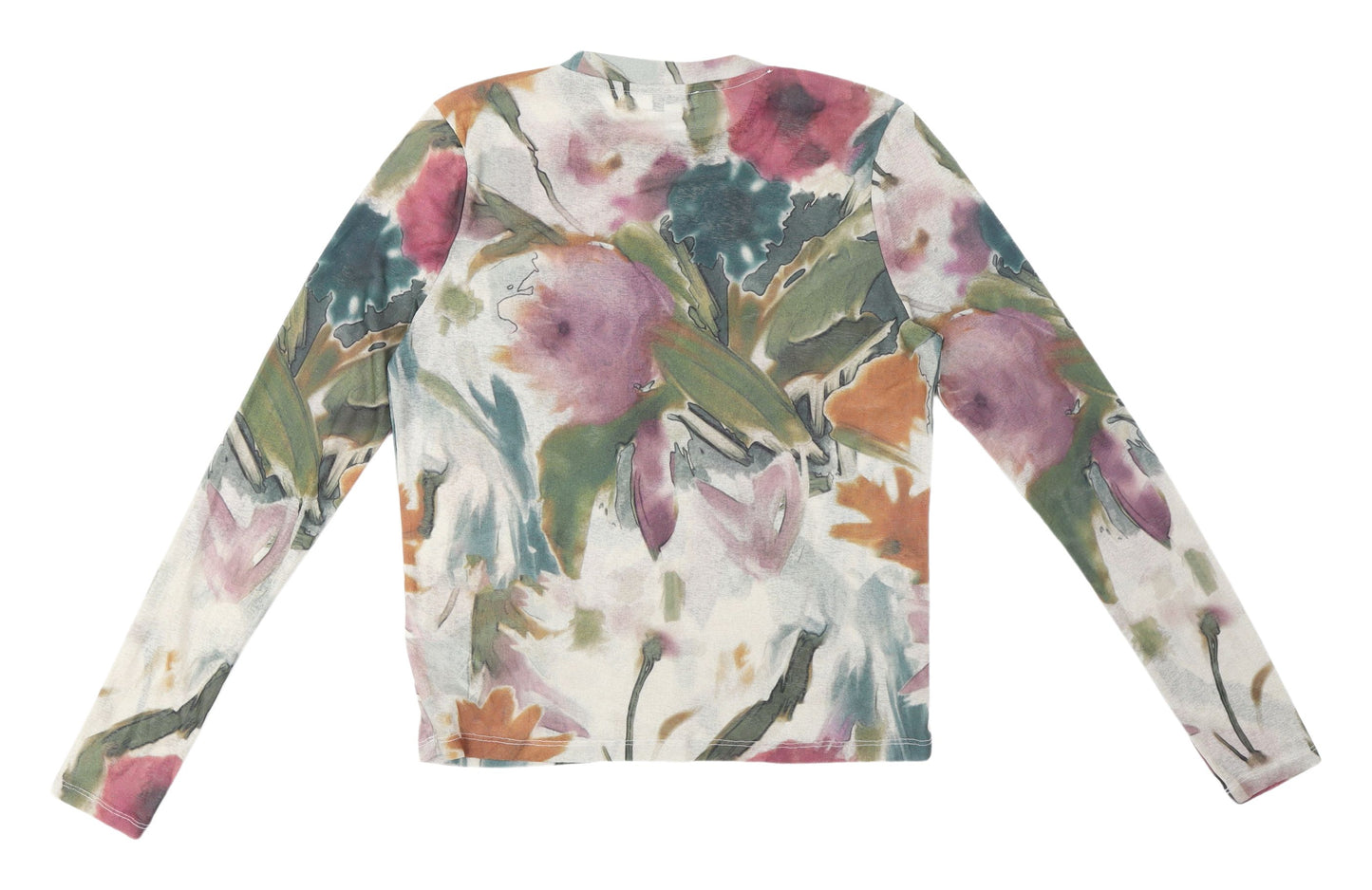 Topshop Women's Multicoloured Floral Long Sleeve Top - L