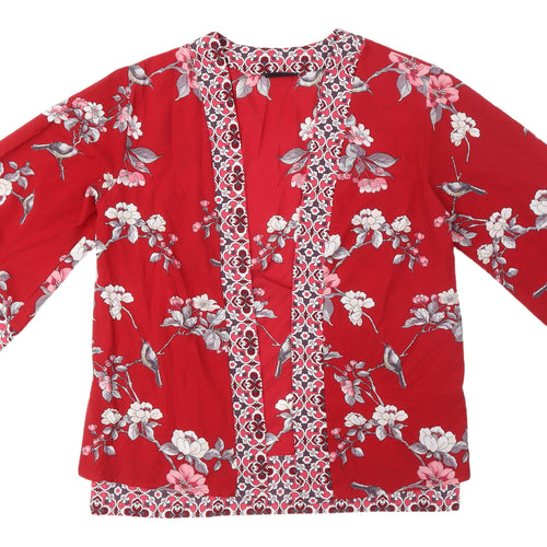 Wallis Women's Red Floral Kimono Blouse Size 12