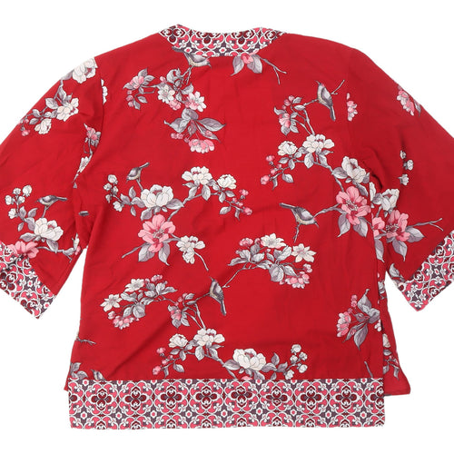 Wallis Women's Red Floral Kimono Blouse Size 12