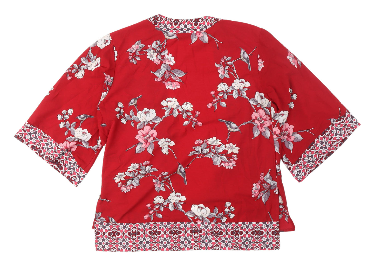 Wallis Women's Red Floral Kimono Blouse Size 12