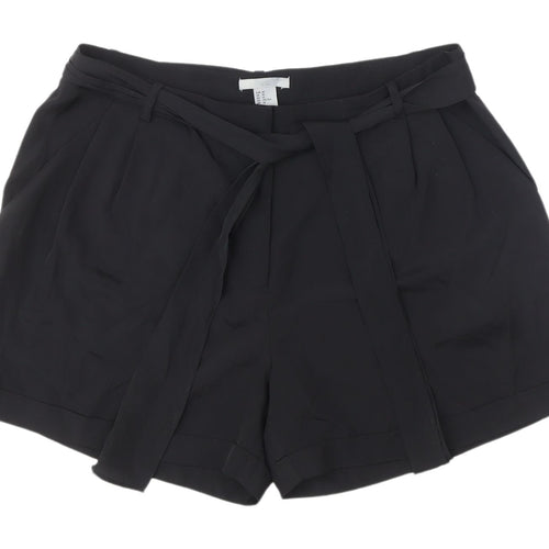 H&M Women's Black Belted Chino Shorts Size 12