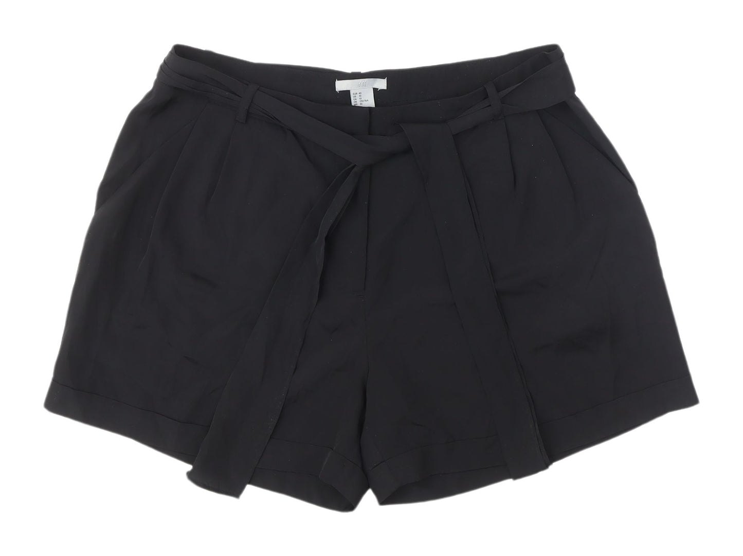 H&M Women's Black Belted Chino Shorts Size 12