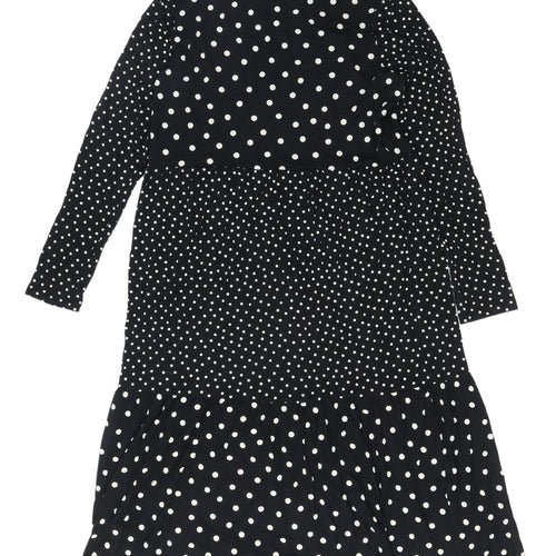 Marks and Spencer Women's Black Polka Dot Dress, Size 14