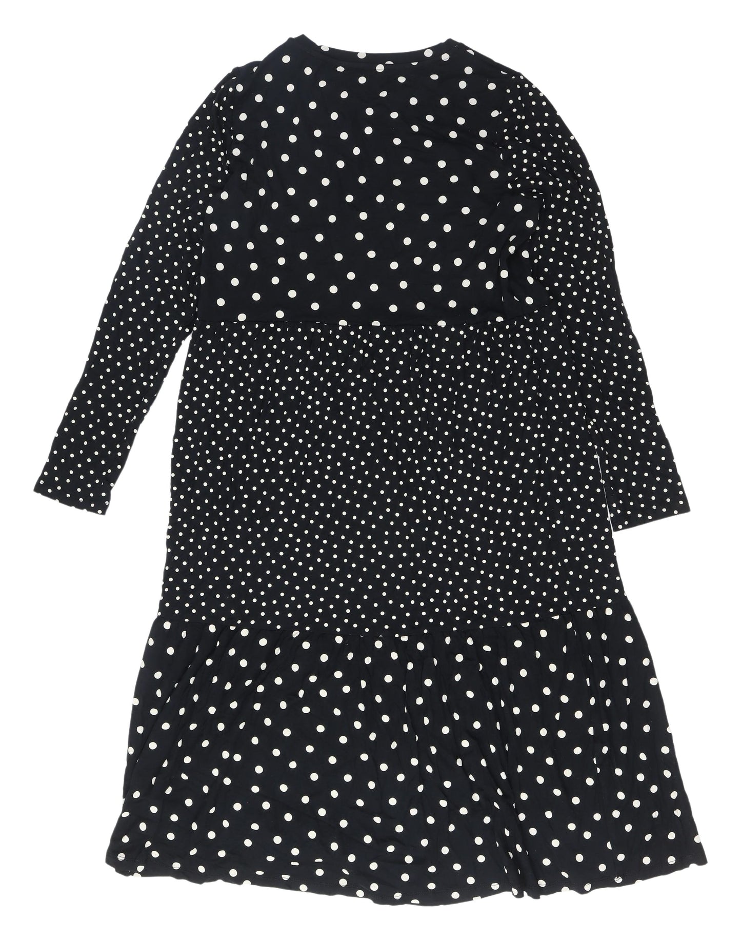 Marks and Spencer Women's Black Polka Dot Dress, Size 14