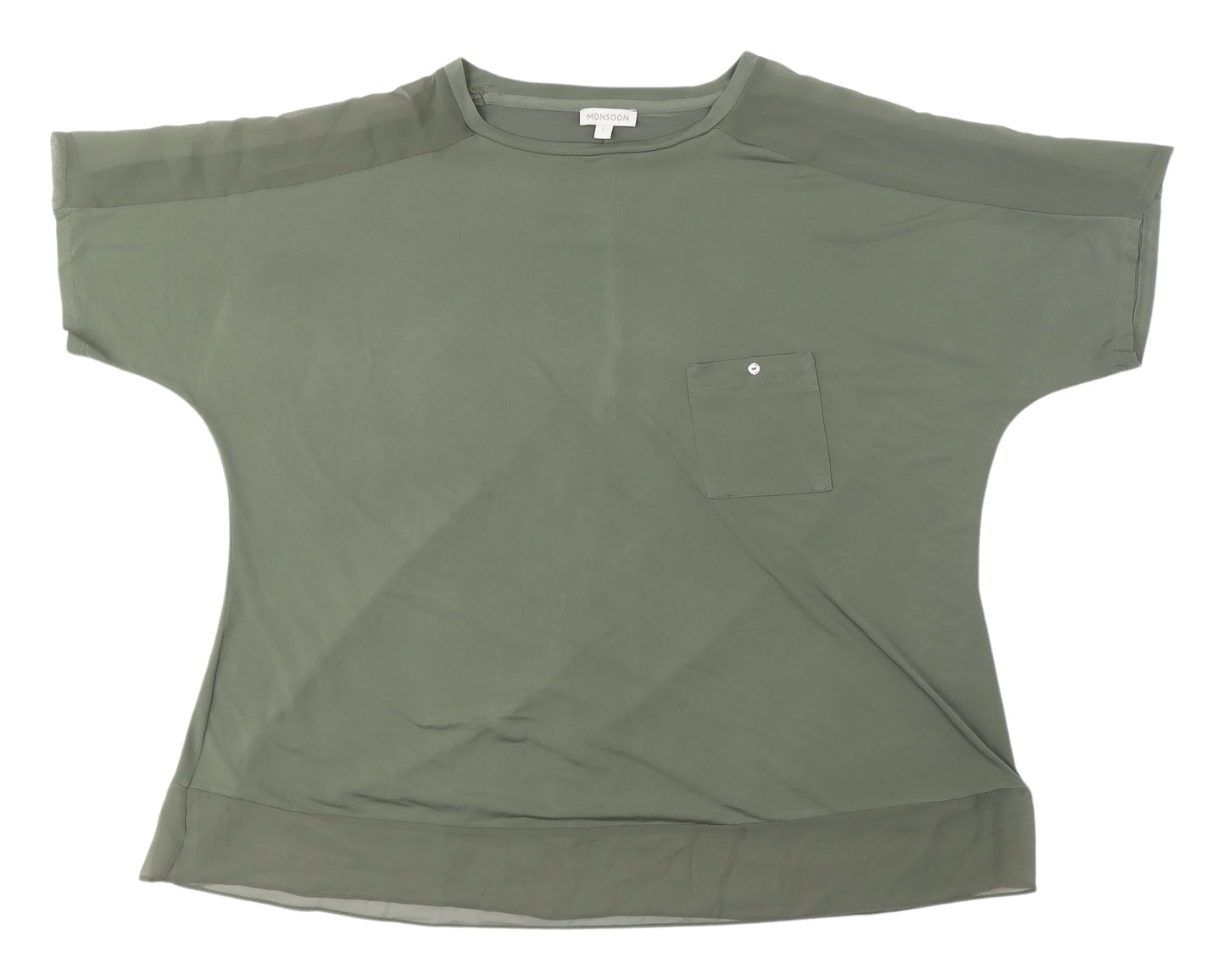 Monsoon Women's Green Basic T-Shirt, Size L, Polyester Blend