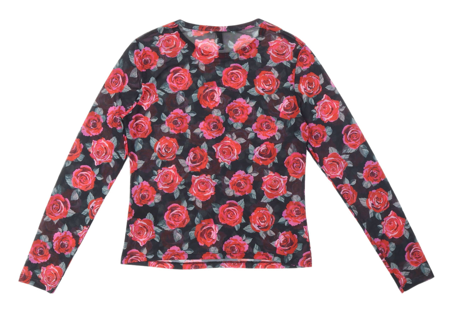 H&M Women's Floral Mesh Long Sleeve Blouse L