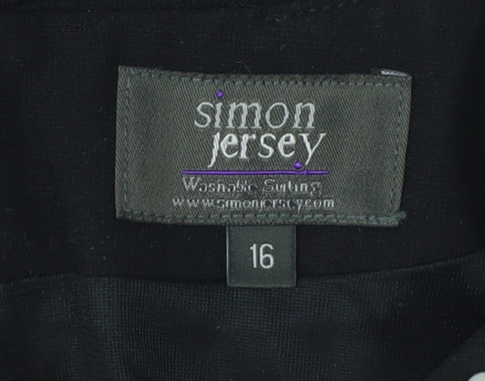 Simon Jersey Women's Black Sheath Dress Size 16