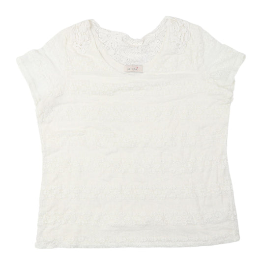 M&S Women's Ivory Lace T-Shirt Size 16