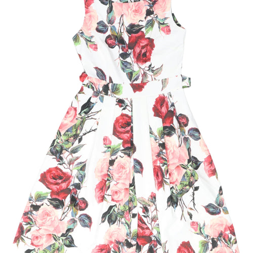 Izabel London Floral A-Line Dress, Multicoloured 8
