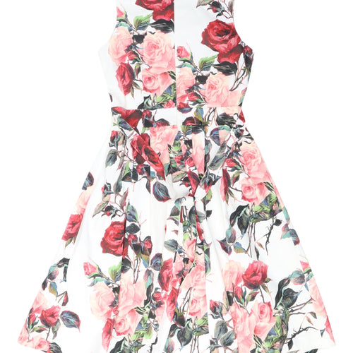 Izabel London Floral A-Line Dress, Multicoloured 8