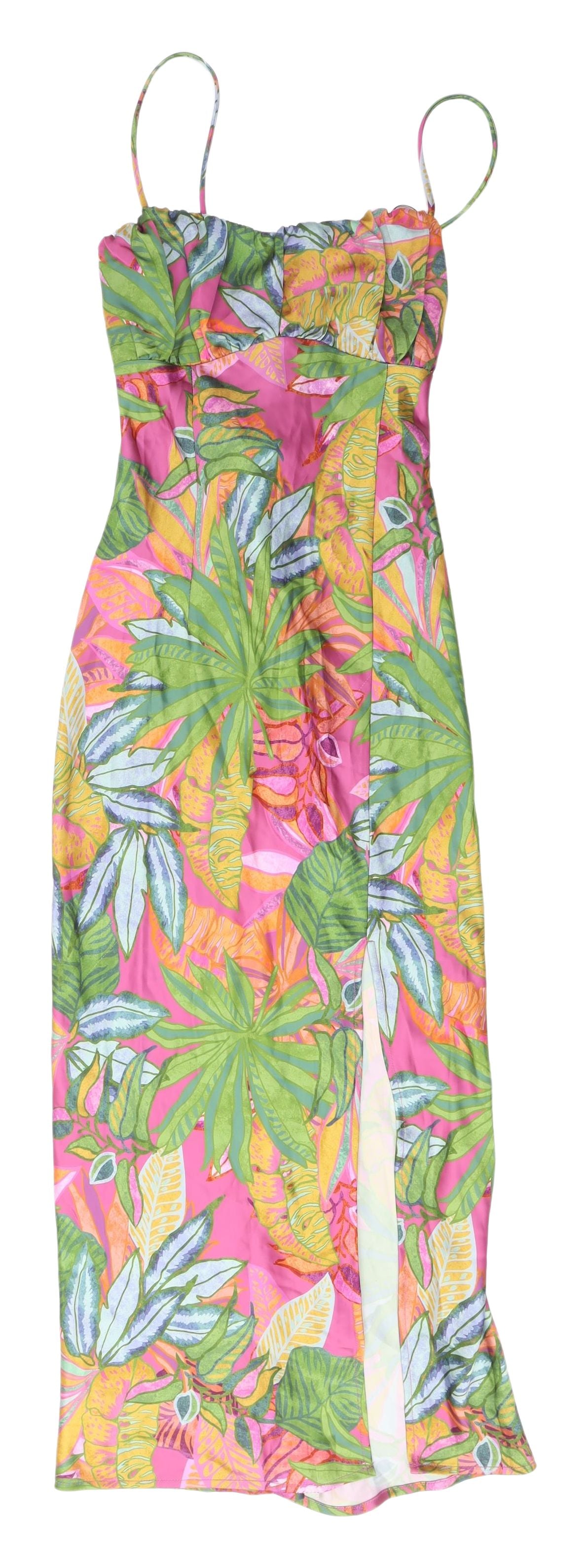 H&M Women's Multicoloured Floral Slip Dress - Size 8