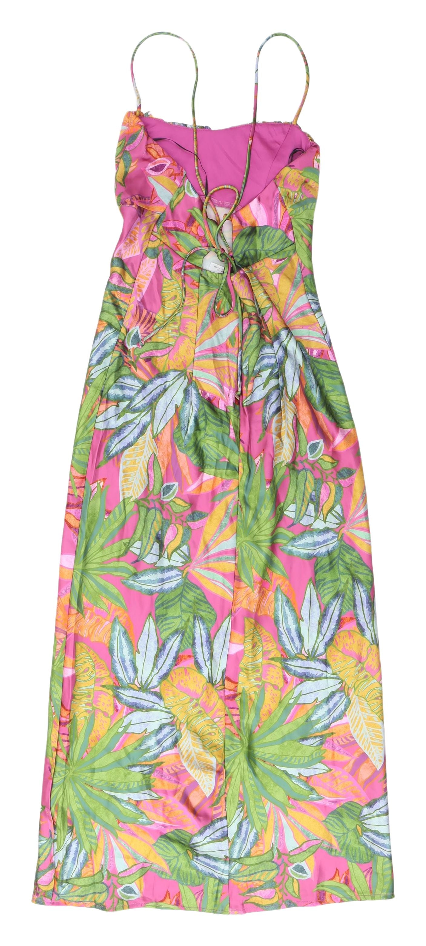 H&M Women's Multicoloured Floral Slip Dress - Size 8