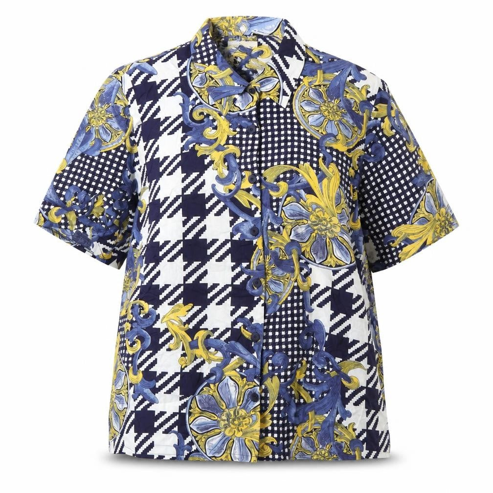 Front view of Amari Women's Multicoloured Geometric Button-Up Shirt -, size 18