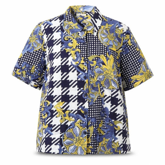 Front view of Amari Women's Multicoloured Geometric Button-Up Shirt -, size 18