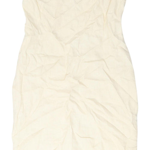 Fenn Wright Manson Ivory Linen Sheath Dress Size 10