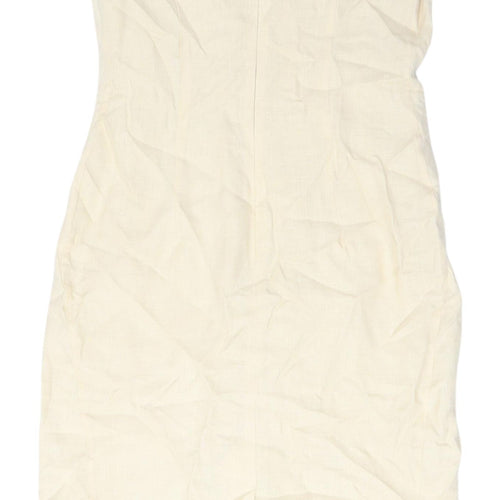 Fenn Wright Manson Ivory Linen Sheath Dress Size 10