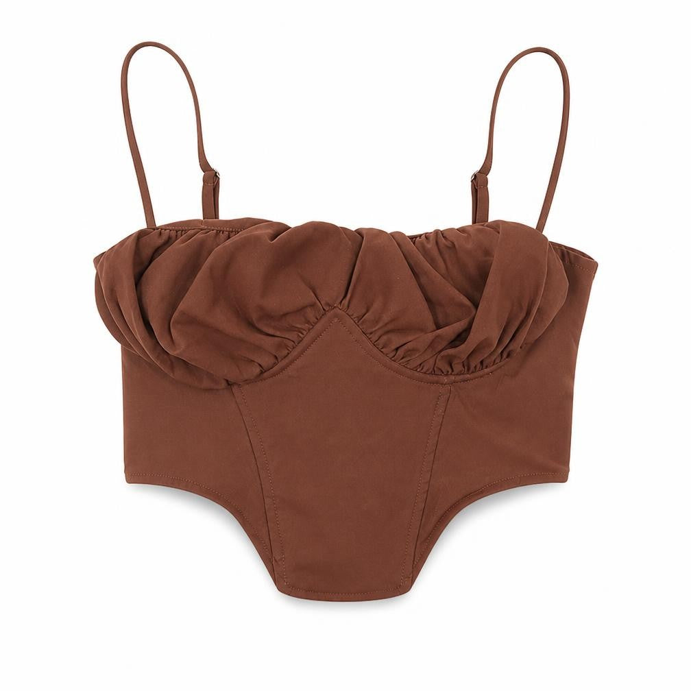 Front view of PRETTYLITTLETHING Brown Camisole Blouse UK 12