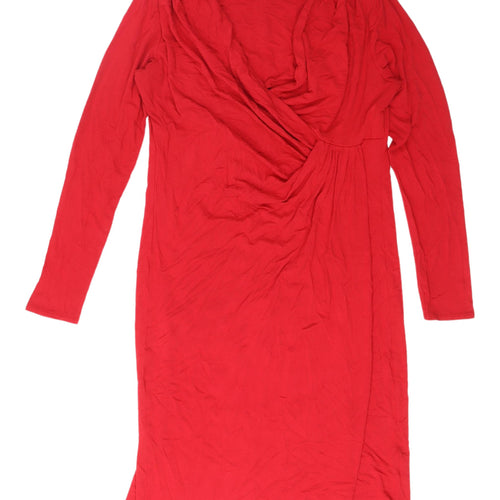 Pepperberry Women's Red Wrap Dress, Size 16