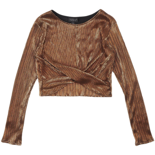 Topshop Gold Cropped Blouse UK 12 Party Look