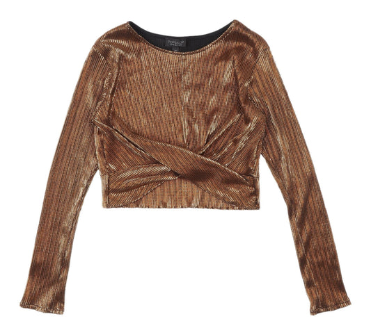 Topshop Gold Cropped Blouse UK 12 Party Look