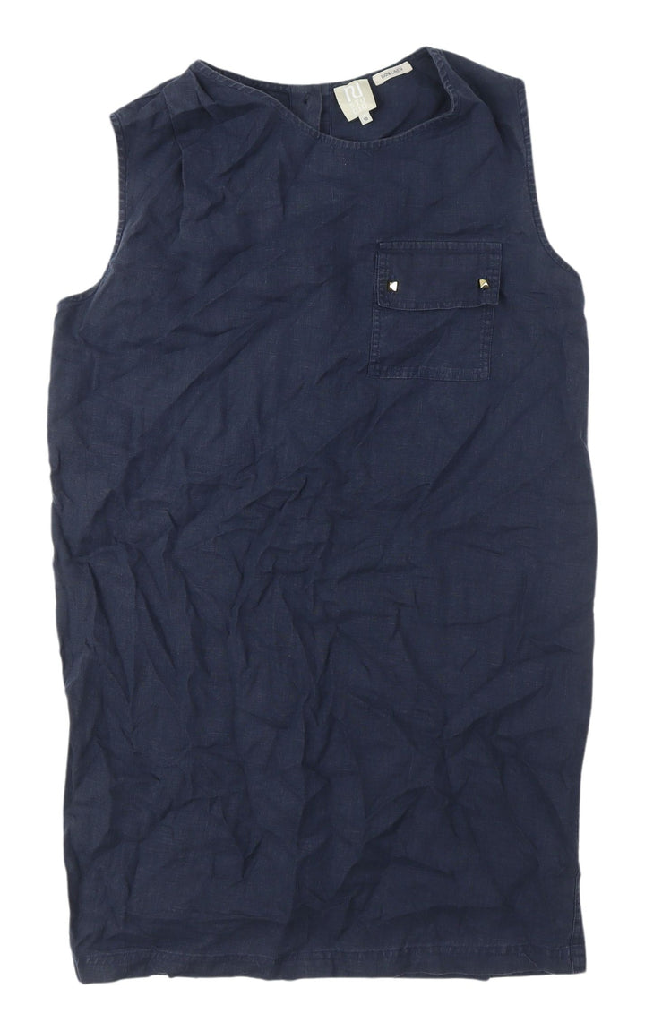 Studio Women's Blue Linen Sleeveless Dress Size 10