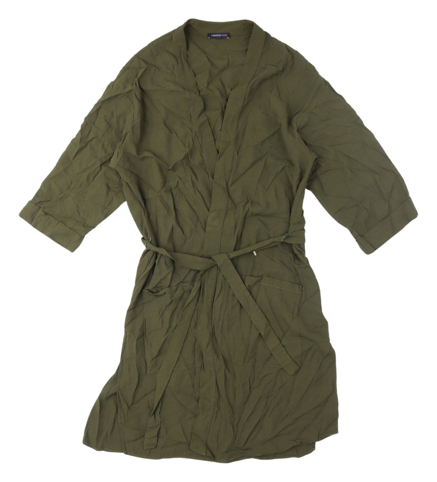 Marks and Spencer Green 3/4 Sleeve Viscose Dress M