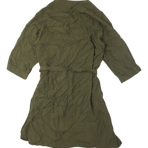 Marks and Spencer Green 3/4 Sleeve Viscose Dress M