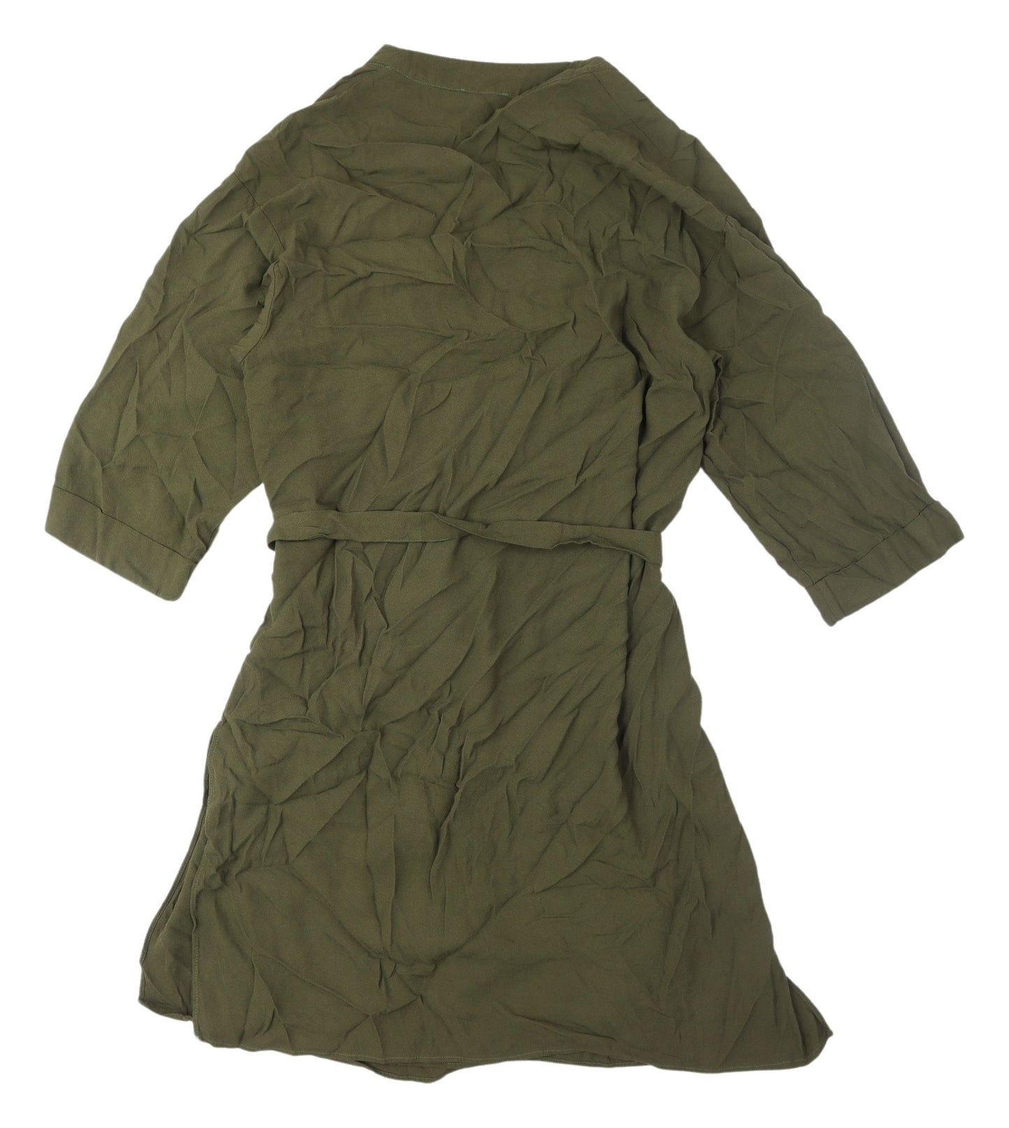 Marks and Spencer Green 3/4 Sleeve Viscose Dress M