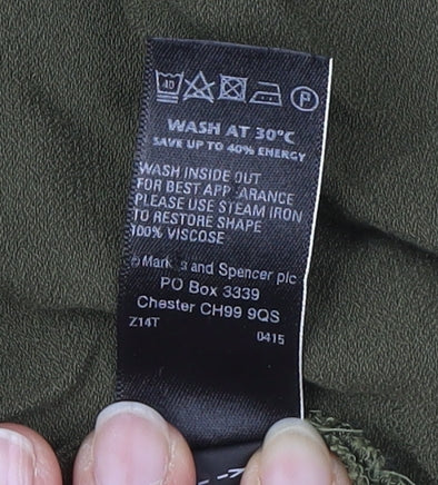 Marks and Spencer Green 3/4 Sleeve Viscose Dress M