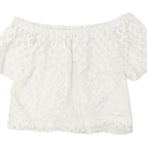 New Look Women's White Lace Off-Shoulder Blouse Size 8