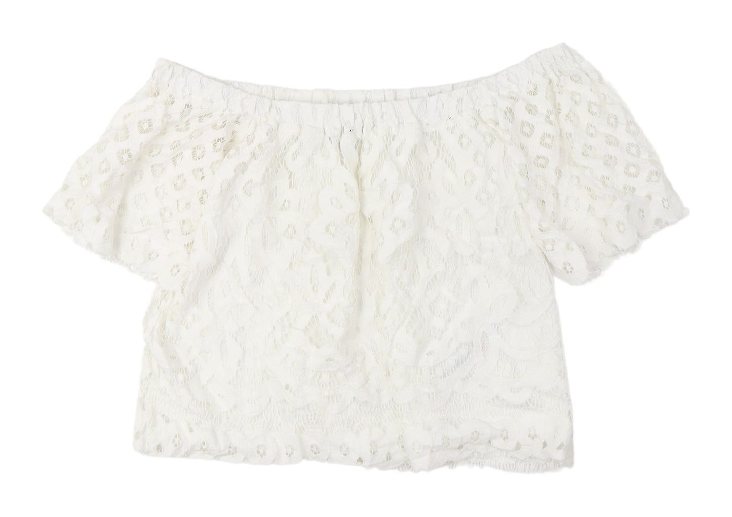 New Look Women's White Lace Off-Shoulder Blouse Size 8