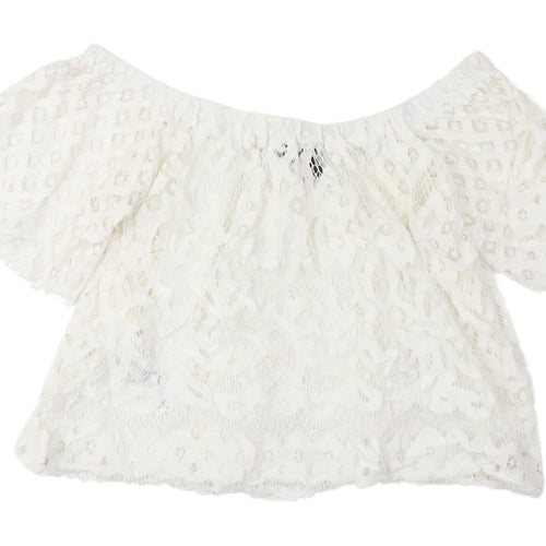 New Look Women's White Lace Off-Shoulder Blouse Size 8