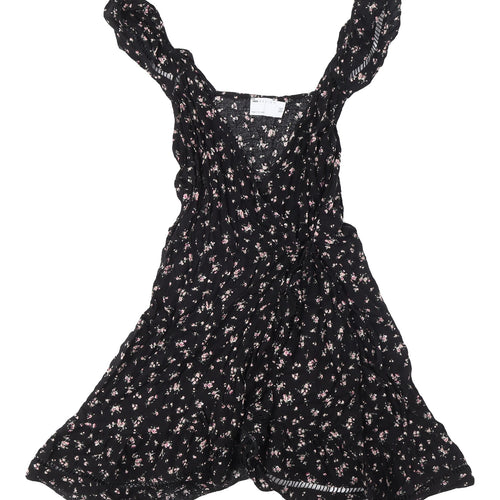 ASOS DESIGN Women's Black Floral Skater Dress Size 12