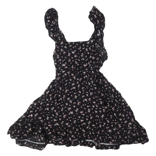 ASOS DESIGN Women's Black Floral Skater Dress Size 12