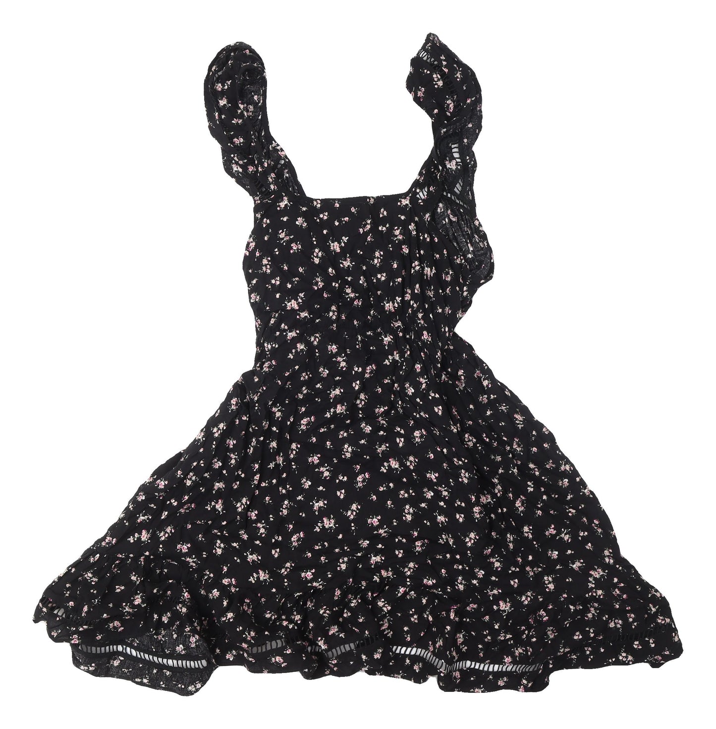 ASOS DESIGN Women's Black Floral Skater Dress Size 12