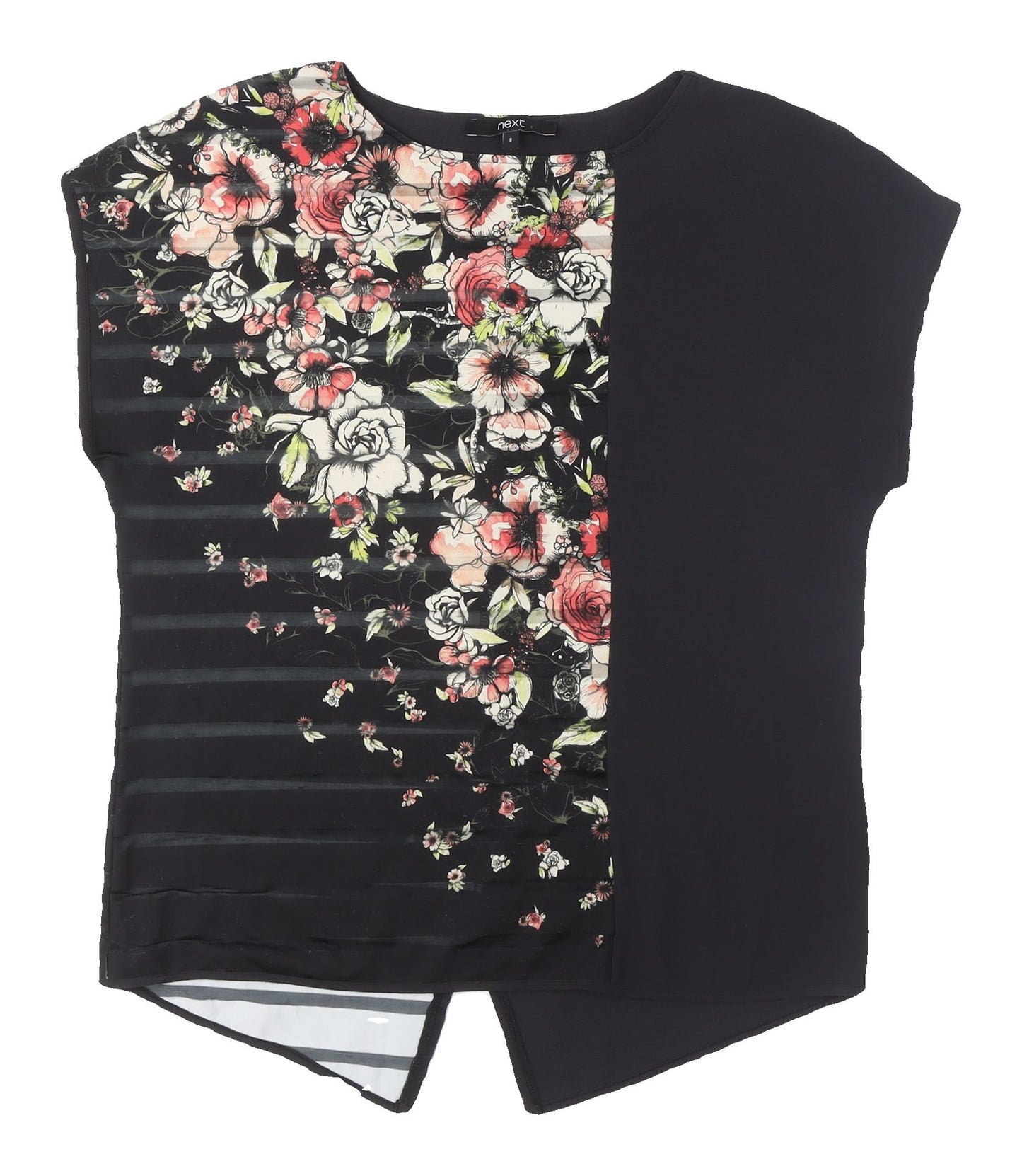 Next Women's Black Floral Tunic Blouse Size 8